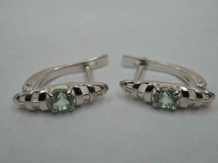 Серьги из серебра с натуральными бериллами - 89