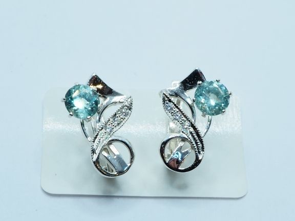 Серьги из серебра с бериллами 0.85 карат - 48